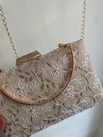 将图像加载到图库查看器中， Beige Chikankari Embroidered Clutch - HONC0377323