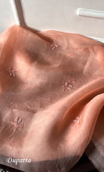 Load image into Gallery viewer, Women&#39;s Lakhnavi Handcrafted Pure Organza Chikankari Unstitched Kurta And Dupatta Set- HONC0314163
