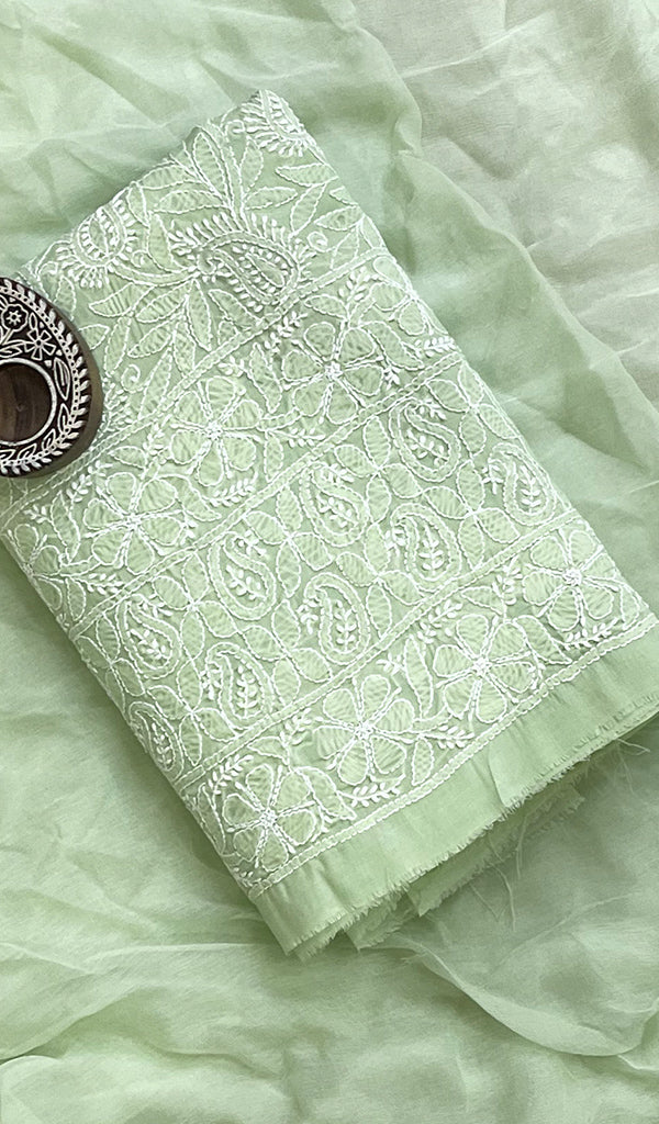 Women's Lakhnavi Handcrafted Cotton Chikankari Suit Material