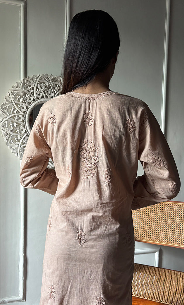 Women's Lakhnavi Handcrafted Cotton Chikankari Kurta And Palazzo Set - HONC0320564