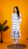 Divya Women's Lucknowi Handcrafted Cotton Chikankari Dress - HONC0213387