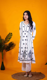 将图像加载到图库查看器中， Divya Women&#39;s Lucknowi Handcrafted Cotton Chikankari Kurti - HONC0213387
