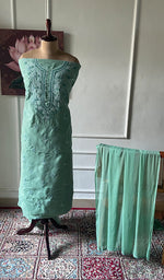 Load image into Gallery viewer, Women's Lakhnavi Handcrafted Unstitched Cotton Chikankari Suit Material - HONC0364006