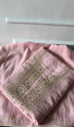 Load image into Gallery viewer, Women's Lakhnavi Handcrafted Mul Chanderi Unstitched Chikankari Full Suit - HONC0349095