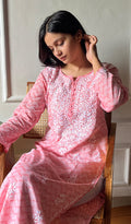 Women's Lucknowi Handcrafted Cotton Chikankari Kurti - HONC0290232