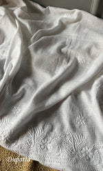 Load image into Gallery viewer, Women&#39;s Lucknowi Handcrafted Kota Cotton Chikankari Unstitched Kurta And Dupatta Set - HONC0312635
