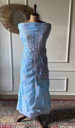 Load image into Gallery viewer, Women's Lakhnavi Handcrafted Cotton Chikankari Unstitched Kurti Fabric - HONC0364293