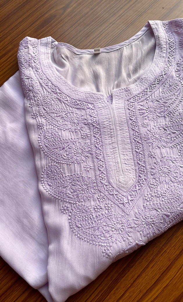 Women's Lucknowi Handcrafted Modal Cotton Chikankari Kurti - HONC0264897