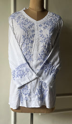 Load image into Gallery viewer, Women&#39;s Lakhnavi Handcrafted Modal Cotton Chikankari Top - HONC0276615
