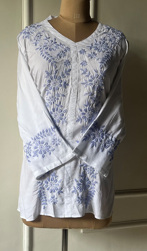 Women's Lakhnavi Handcrafted Modal Cotton Chikankari Top - HONC0276615