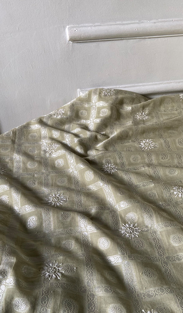 Aarya Lucknowi Handcrafted Cotton Unstitched Chikankari Unstitched Unisex Kurta Fabric - HONC0335275