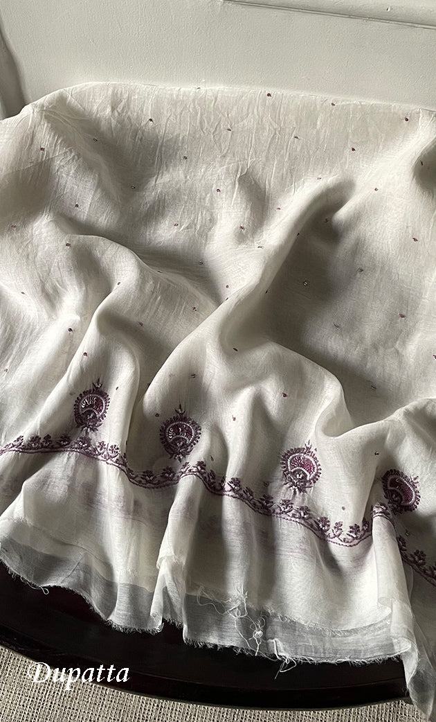 Titlee Women's Lakhnavi Handcrafted Unstitched Mul Chanderi Kurta And Dupatta Set - HONC0324066