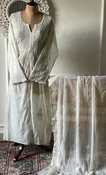 Load image into Gallery viewer, Women&#39;s Lakhnavi Handcrafted Mul Chanderi Semi - stitched Chikankari Full Suit Material - HONC0319562
