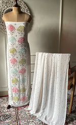 Load image into Gallery viewer, Women's Lucknowi Handcrafted Viscose Georgette Semi - Stitched Chikankari Kurta and Dupatta Set- HONC0312913