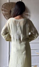 将图像加载到图库查看器中， Women's Lucknowi Handcrafted Cotton Chikankari Angrakha - HONC0343795