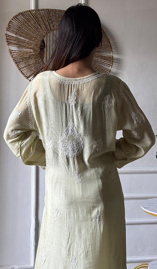 Women's Lucknowi Handcrafted Cotton Chikankari Angrakha - HONC0343795