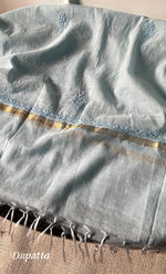 将图像加载到图库查看器中， Women's Lakhnavi Handcrafted Mul Chanderi Unstitched Chikankari Full Suit Material - HONC0305473