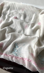 Load image into Gallery viewer, Saziya Women's Lakhnavi Handcrafted Mul Chanderi Semi - Stitched Kurta And Dupatta Set - HONC0311488