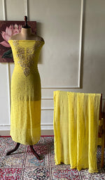 Load image into Gallery viewer, Hunar Women's Lucknowi Handcrafted Viscose Georgette Unstitched Chikankari Suit
