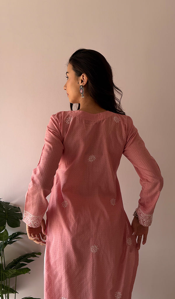 Prisha Women's Lakhnavi Handcrafted Cotton Chikankari Kurti - HONC0341089