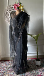 Load image into Gallery viewer, Women's Lucknowi Handcrafted Pure Organza Silk Chikankari Saree - HONC0286698