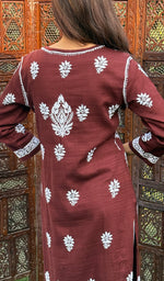 Load image into Gallery viewer, Women&#39;s Lucknowi Handcrafted Modal Cotton Chikankari Kurti - HONC0129646
