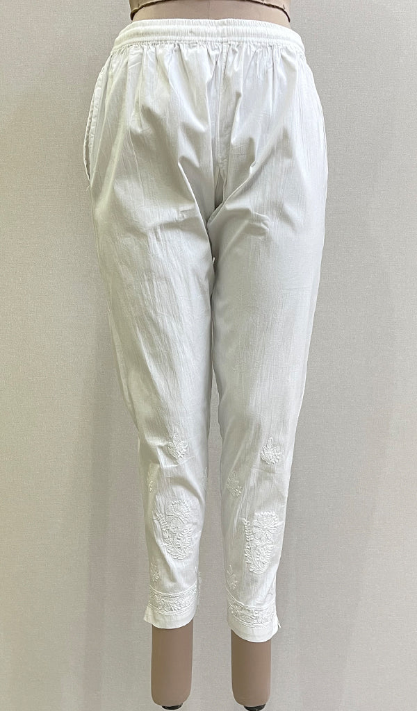 Women's Lakhnavi Handcrafted Cotton Chikankari Pant - HONC0166245