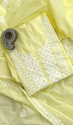 Load image into Gallery viewer, Women&#39;s Lakhnavi Handcrafted Cotton Chikankari Kurta And Dupatta Set - HONC0198598
