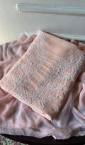 Women's Lakhnavi Handcrafted Cotton Unstitched Chikankari Suit Material - HONC0374500