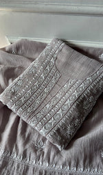 将图像加载到图库查看器中， Women's Lakhnavi Handcrafted Mul Chanderi Unstitched Kurta And Dupatta Set - HONC0374450