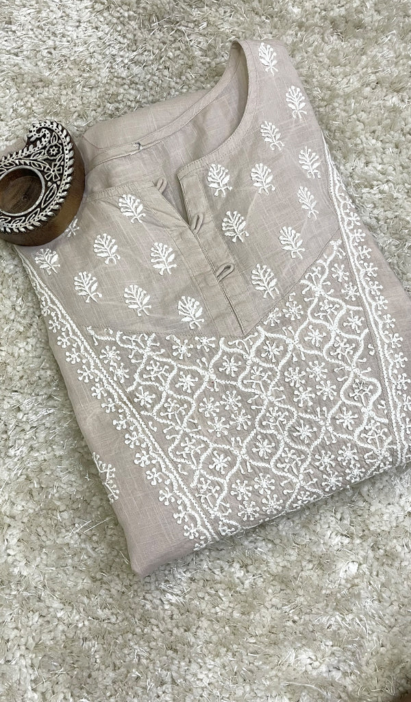 Women's Lucknowi Handcrafted Cotton Chikankari Kurti -  HONC0213269