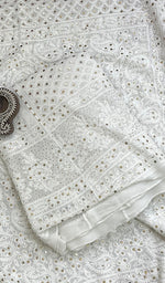 Load image into Gallery viewer, Women&#39;s Lakhnavi Handcrafted Bridal Pure Silk Georgette Chikankari Lehenga Set - HONC0194940

