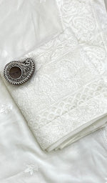 将图像加载到图库查看器中， Women&#39;s Lakhnavi Handcrafted Pure Silk Georgette Chikankari Full Suit Fabric - HONC0177889
