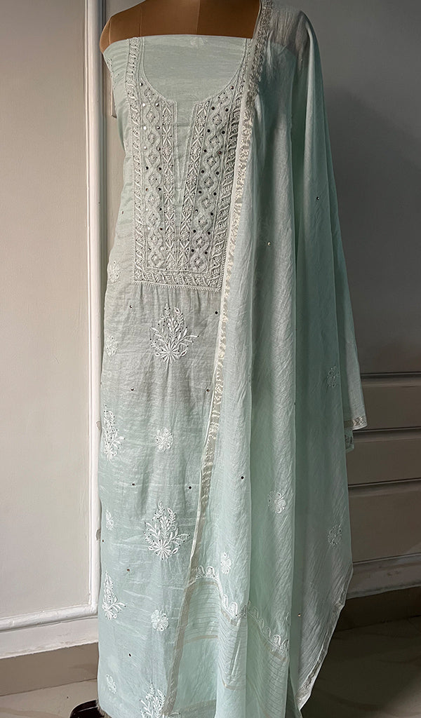 Women's Lakhnavi Handcrafted Mul Chanderi Kurta And Dupatta Set - HONC0254133