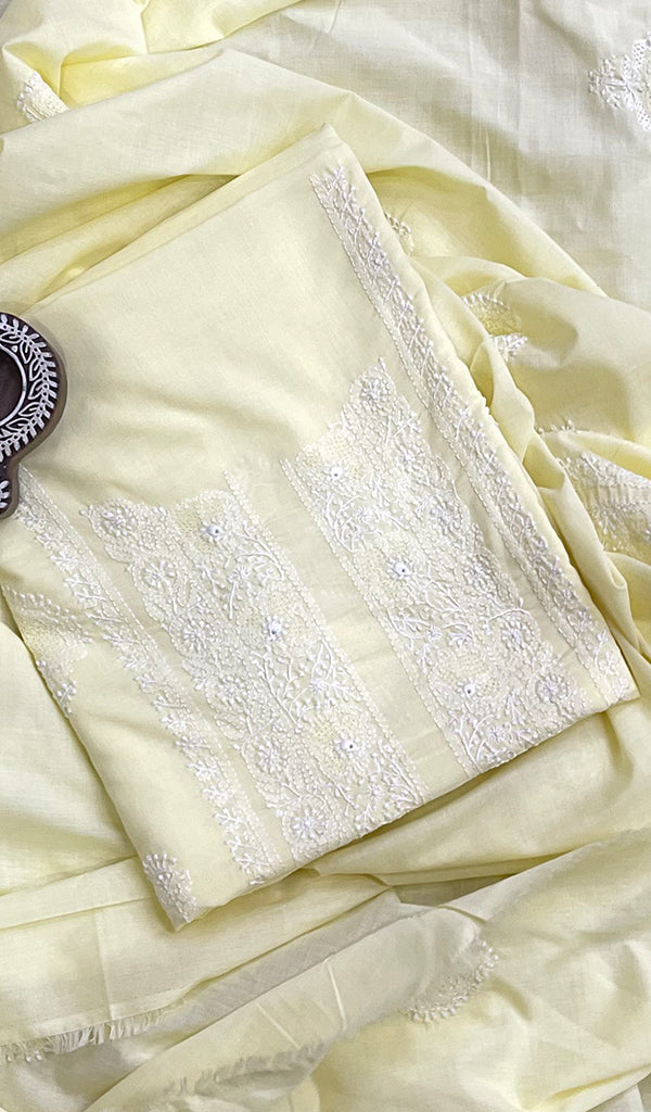 Women's Lakhnavi Handcrafted Cotton Chikankari Kurta And Dupatta Set- HONC0185405