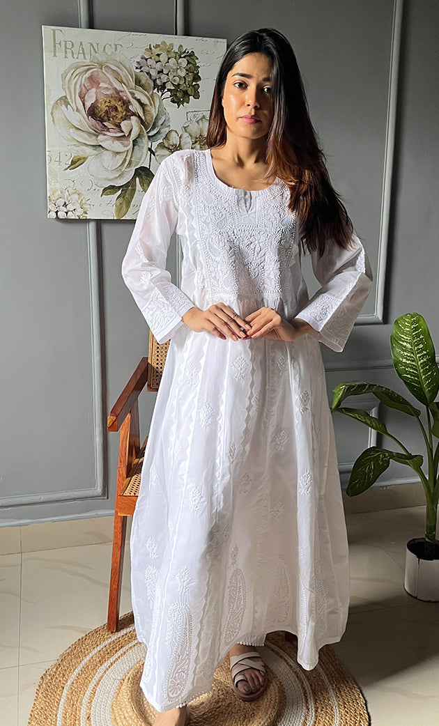 Women's Lucknowi Handcrafted Cotton Chikankari Kurti - HONC0302842