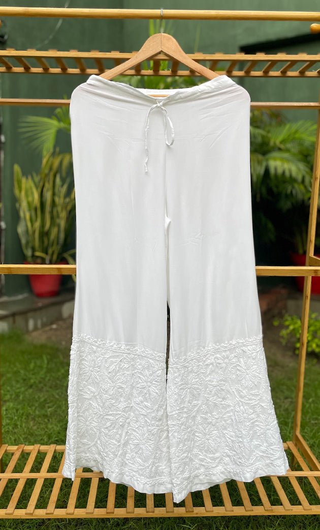 Women's Lucknowi Handcrafted Modal Cotton Chikankari Palazzo - HONC0224474