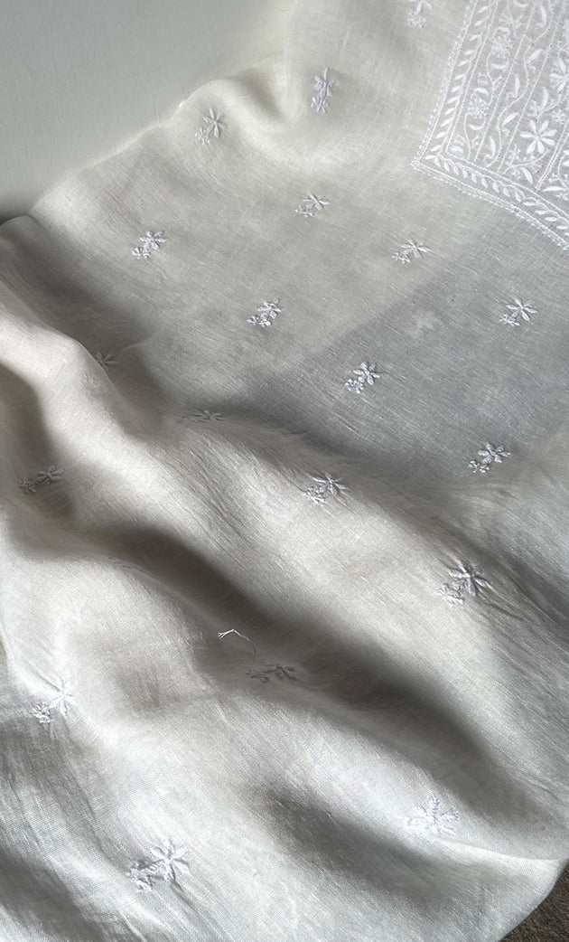 Women's Lakhnavi Handcrafted Cotton Chikankari Unstitched Kurti Fabric - HONC0324593