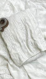 将图像加载到图库查看器中， Women&#39;s Lucknowi Handcrafted Pure Silk Georgette Chikankari Anarkali Dupatta Set- HONC0191940
