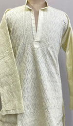 Load image into Gallery viewer, Men&#39;s Lucknowi Handcrafted Cotton Chikankari Kurta - HONC0201004
