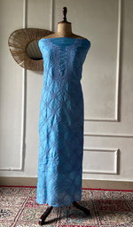将图像加载到图库查看器中， Women's Lakhnavi Handcrafted Tussar Silk Chikankari Unstitched Kurti Fabric - HONC0368882