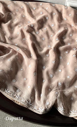 Load image into Gallery viewer, Women&#39;s Lakhnavi Handcrafted Pure Silk Georgette Chikankari Kurta And Dupatta Set- HONC0260017
