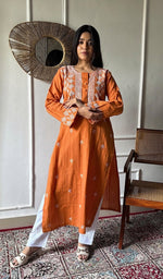 Prisha Women's Lakhnavi Handcrafted Cotton Chikankari Kurti - HONC044444