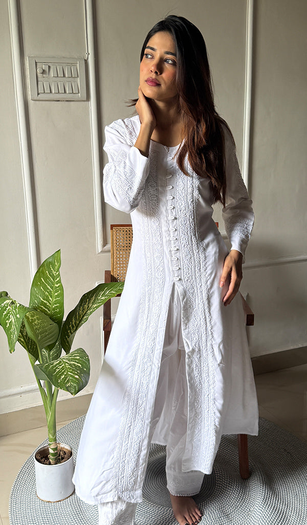 Women's Lucknowi Handcrafted Modal Cotton Chikankari Kurti - HONC0272662