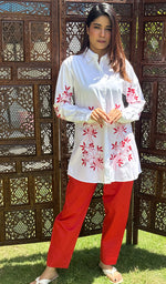 Load image into Gallery viewer, Nasrin Women&#39;s Lakhnavi Handcrafted Cotton Chikankari Top - HONC0281772
