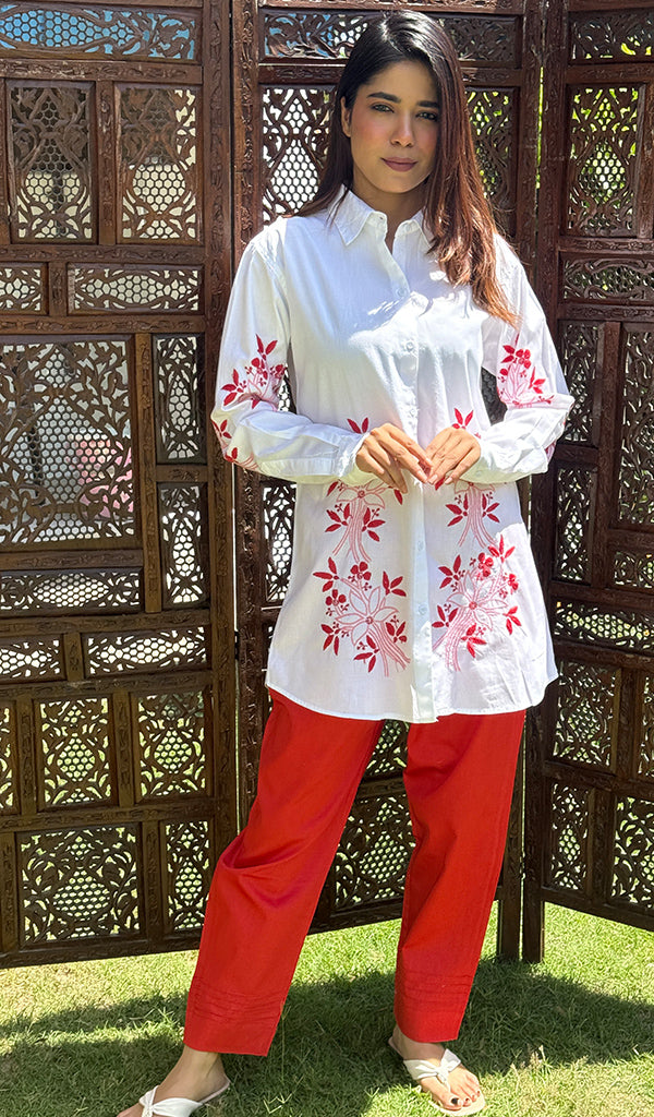 Nasrin Women's Lakhnavi Handcrafted Cotton Chikankari Top - HONC0281772