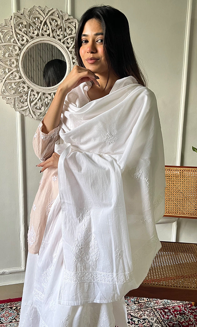 Women's Lucknowi Handcrafted Cotton Chikankari Dupatta - HONC0169830