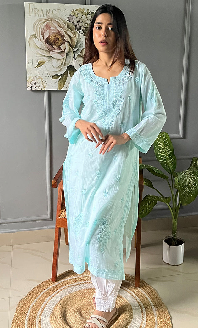 Women's Lucknowi Handcrafted Muslin Chikankari Kurti - HONC0217283