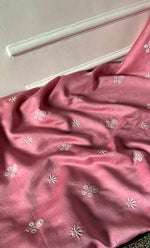 将图像加载到图库查看器中， Lucknowi Handcrafted Chanderi Silk Chikankari Unstitched Unisex Kurta Fabric - HONC0322109