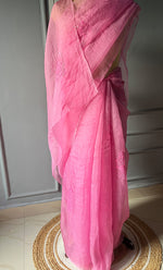 Load image into Gallery viewer, Women&#39;s Lucknowi Handcrafted Pure Organza Silk Chikankari Saree - HONC0273030
